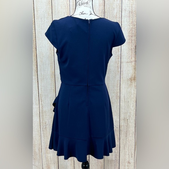 Speechless Faux Wrap Dress Size Large Midnight Blue Cap Sleeve Ruffle Hem NWT - Picture 6 of 11